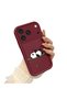 iPhone 17/18 Pro Max Compatible Panda Pattern Shockproof Simple Claret Red Silicone Phone Case - 2
