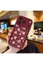 iPhone 18 Pro Max Compatible Case Camera Protector Floral Pattern Maroon Lover Couple Silicone Phone Case