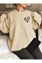 Women's Heart Printed Crew Neck Sweatshirt