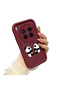 Vivo X300 Pro Compatible Panda Pattern Shockproof Simple Claret Red Silicone Phone Case - 2