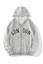 Lon Don Printed Zippered Hooded Oversize Sweatshirt