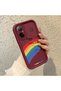 حافظة هاتف من السيليكون باللون الأحمر الداكن متوافقة مع هاتف Realme C67، مقاومة للصدمات، بنمط قوس قزح - 3