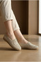 Women's Beige Knitted Daily Comfortable Stylish Summer Flat Sole Ballerina Shoes - 4