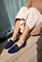 Geola Women's Dark Blue Suede Buckle-Strap Ballet Flats - 4