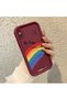 حافظة هاتف من السيليكون باللون الأحمر الداكن متوافقة مع هاتف iPhone X، مقاومة للصدمات، بنمط قوس قزح - 3