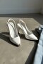 Krea White Patent Leather Pointed Toe Heeled Shoes with Side Buckle (9 cm Heel Length) - 3