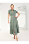 Women's Khaki Zipper Closure Pocket Dress - 4
