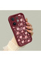 Vivo V60 Compatible Shockproof Simple Claret Red Silicone Phone Case Flower Pattern - 3