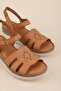 Genuine Leather Comfort Sole Comfortable Daily Sandals Imk.2602 Tan - 3