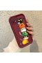 Oppo A15S Compatible Cat Pattern Shockproof Simple Claret Red Silicone Phone Case - 3