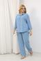 Plus Size Linen Suit with Wooden Button Detail - 3