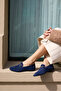 Geola Women's Dark Blue Suede Buckle-Strap Ballet Flats - 3