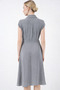 Women's shirt collar belted waist button-down solid trendy shirt dress 2442 - 4