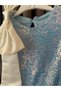Satin Ribbon Detailed Sequin Costume Party Girl's Dress - 4