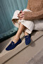 Geola Women's Dark Blue Suede Buckle-Strap Ballet Flats - 2
