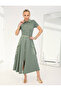Women's Khaki Zipper Closure Pocket Dress - 2