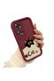 Oppo A60 Compatible Shockproof Simple Claret Red Silicone Phone Case Cat Pattern - 2
