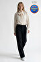 Standard Size Scarf Collar Tie Detail Linen Shirt - 2