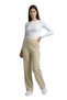 High Waist Palazzo Trousers with Lycra Pockets, Straight Cut Wide Leg - Beige - 8
