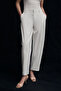 Grazia Women's Soft Textured Woven Fabric Balloon Leg Ecru Trousers