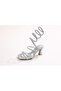 06282 Rhinestone Ankle Wrap Heeled Comfortable Women's Shoes