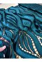 Emerald Green Wave Patterned Velvet Textured Tulle - 135 cm Wide - Stylish Fabric for Evening Dresses and Gowns