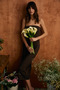 Rumi Women's Soft and Flexible Fabric Strapless Neckline Long Brown Dress - 3