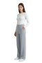 High Waist Palazzo Pants with Lycra Pockets, Straight Cut Wide Leg - Gray - 6
