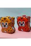 Metal Piggy Bank with Baby Tiger Figure - Children's Savings Box with Lock and Key, Red - 4