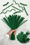 100 Pieces Tree Green Chenille 30cm, Fuzzy Velvet Wire, Handicraft, Flower, Gift, Decoration, School, Event