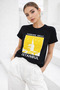 Women's Black 100% Cotton Istanbul Printed Short Sleeve T-Shirt - 6