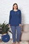 Women`S Plus Size Pajama Set - Indigo Lycra Cotton 2890Ukbl