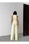 Women's Black Pink Yellow Stylish Summer Pants Set Sleeveless Crop Blouse Wide Leg - 3