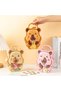 Metal Piggy Bank with Capybara Figure - Children's Savings Box with Bag and Key, Pink - 4