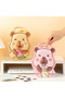 Metal Piggy Bank with Capybara Figure - Children's Savings Box with Bag and Key, Pink
