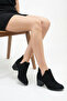 Women's Black Suede Laser Cut Perforated Summer Boots - 5