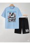 Maradona Diego Armando Printed 100% Cotton Crewneck Children's T-Shirt-Shorts Two-Piece Set