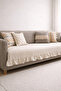 Beige Linen Ruffled Sofa Cover |   100 X 210 cm Modern Stylish Simple Bohemian Sofa Cover Maxi Size