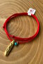Adjustable Necklace with Red String and Gold Object