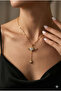 316L Steel Movable Winged Heart Figured Zircon Stone Gold Necklace - 3