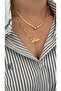 Paperclip Chain Double Swallow Single Stone Necklace and Serenay Straw Necklace Double Necklace - 2