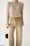 Women's Openwork Sleeve Gathered Knitwear Sweater - 3
