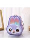 Metal Piggy Bank with Rabbit Figure - Children's Savings Box with Hanger and Key, Purple