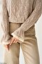Women's Openwork Sleeve Gathered Knitwear Sweater - 5