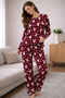 Women's Round Neck Top and Bottom Pajama Set Borda Rabbit Patterned 4 Season Tracksuit Set - 5