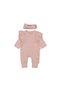 Newborn Girl Baby Orchid Jumpsuit Set with Bow, Bandana, Ruffles and Gloves (0-3 3-6 6-9) Months - 5