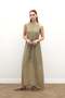 Long Dress with Belt Detail - Khaki - 2