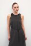 Long Dress with Belt Detail - Black - 6