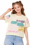 Girl's Just Chill Text Patterned Short Model (Crop) Yellow Color T-Shirt - 5