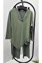 Women's Plus Size Three-Quarter Sleeve Asymmetrical Cut Stone Print Detailed Tracksuit Set 8247-26 - 4
